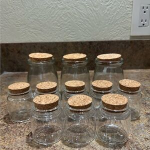 Set of 11 Clear Glass Jars (2 sizes) with Cork Lids